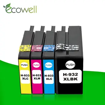 Ecowell Savietojams ar HP 932 un HP 933 HP932 HP933 Tintes Kasetne HP932XL aizstāt HP Officejet 7110 6100 6600 7510 7512 7612