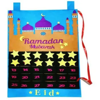 Eid Mubarak Adventes Kalendārs Ramadāna Kareem Karājas Jutos Atpakaļskaitīšanas Kalendārs ar Kabatas Islāma Ramadāna Apdare Ar 30days