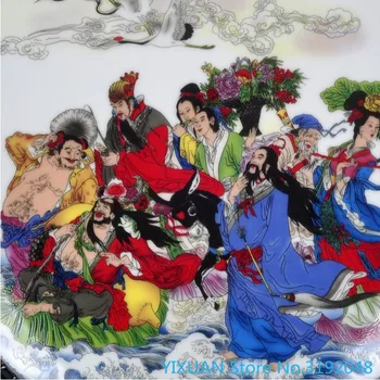 Eight immortals, kas šķērso jūras dekoratīvās plāksnes keramikas emalju pulveris krāsu Ķīnas dzīvojamā istaba mājas apdare