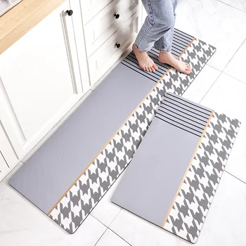 Eiropas Virtuve Mat PVC Ādas ūdens un Eļļu necaurlaidīgu Virtuves Grīdas Paklāji Anti-noguruma Pēdas Mat neslīdoša Ilgi Virtuves Paklājs