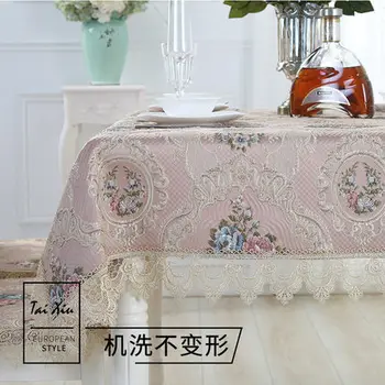 Eiropā luksusa izšūts galdauts, galda pusdienu galda segums galdautu Mežģīņu auduma kafijas krēsla spilvenu atpakaļ stereoskopiskās