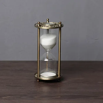 Eiropā smilšu pulkstenis taimeris 15/30 min pulkstenis smilšu metāls+stikls, dekoratīvs smilšu hourglasses smiltis smilšu taimeris skaida un baltā krāsā A06-4