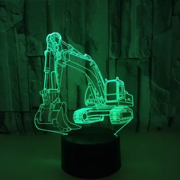 Ekskavatoru 3D Nakts Gaisma Auto LED Guļamistabas Gultas Apdares Lamparas Zēns Kid Baby Dāvanu Luminaria Luzes Da Noite Mājas Dekoru Lampe