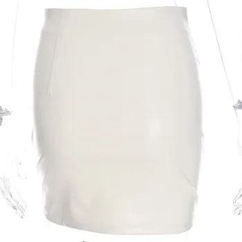 Elegants PU Augsta Vidukļa Mākslīgās Ādas Zīmuli Svārki Vintage Apģērbu Vasaras Apvalku Avove Ceļgala Mini Īsi Svārki Rāvējslēdzēju Streetwear