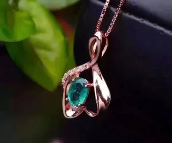 Elegants Sudraba Emerald, Kaklarota, Kulons 0.5 Ct Dabas Emerald Kulons Cietā 925 Sudraba Kaklarota, Kulons Romantisku Dāvanu Meitene