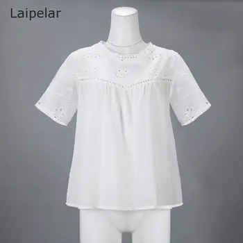 Elegants balts sieviešu topi un blūze Vasaras ruffles īsām piedurknēm birojs sieviešu blosue gadījuma dobi no dāmas krekli blusas