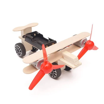 Elektriskā Twin Dzinējs Slaids Gaisa kuģa DIY Koka Puzzle Bērniem Izglītības Apguvi Zinātnes CILMES Rotaļlietas Studentu Rokasgrāmata Zinātnes Modeli