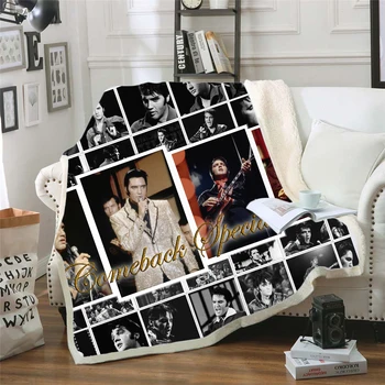 Elvis Presley 3d iespiesti vilnas sega Gultas, Pastaigu, Pikniku Bieza Sega Modes Pārklājs Vilnas Mest Segu stils-7