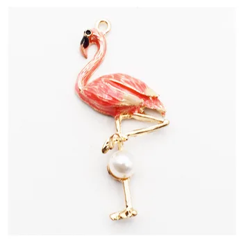 Emaljas Piekariņi Flamingo Valentīna Diena Ziemassvētku Halloween, Pateicības Sakausējuma Kulons Piederumi DIY Rotaslietas Sievietēm Vilināt 10pcs