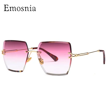 Emosnia bez apmales Laukumā Saulesbrilles Par Sievietēm, Caurspīdīga Slīpums Lēcu Metāla Rāmis UV400 augstākās Kvalitātes Saules Brilles Oculos De Sol