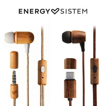 Energy Sistem Austiņas Eco(In-ear ilgtspējīgas koka earbuds, cañamo kabeli) Mini jack 3.5 savienotājs/USB Type-C savienotājs