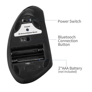 Ergonomisks Vertikālās Peles Bluetooth Bezvadu Optiskā Pele 800/1200/1600 DPI Regulējams 5D Spēļu Backlit Pelēm, Lai Portatīvo DATORU