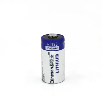 Etinesan 3 v CR123A 1500mAh 4.5 Wh, 20mA likmi, atkārtoti neuzlādējamām foto Primāro akumulatoru Litija Zibspuldzes Baterijas