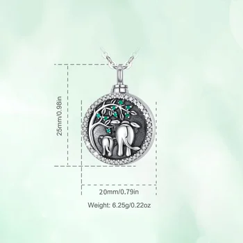 Eudora Sudraba zilonis dzīvības Koks Medaljonu kulons kremācijas piemiņas urna pelniem Crystal green birthstone kaklarota G17