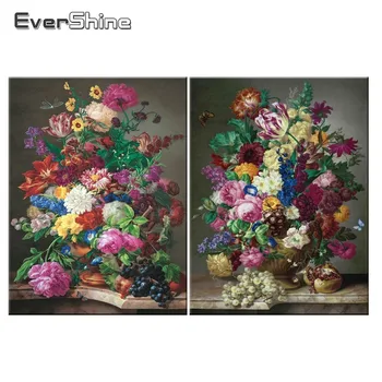 Evershine DIY 5D Dimanta Ziedu Izšuvumi Attēli Pilnu Kvadrātveida Dimanta Izšuvumi Rhinestones Ziedi Dzīvojamā Istaba Dekori