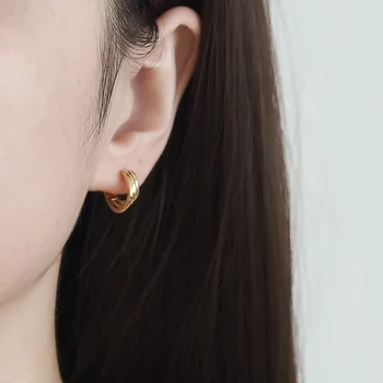 F. I. N. S Moderns Zelta Krāsā 925 Sudraba Plašu Slāņu Sieviešu Auskari Sievietēm 2019 Tukšums Korejas Earings Modes Auskari