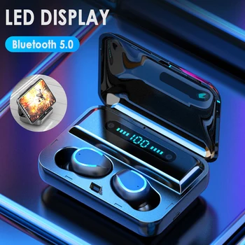 F9 TWS Bezvadu Bluetooth Austiņas Portable Mini Neredzams Earbuds 8D Stereo Ūdensizturīgs Trokšņa Slāpēšanas Austiņas LED Displejs