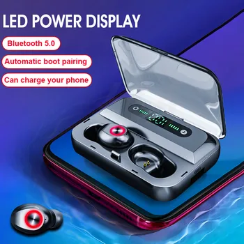 F9 TWS Bluetooth 5.0 6D Stereo Bezvadu Austiņas LED Displejs Ūdensdrošs IPX7 Sporta Earbuds ar Uzlādes Lodziņā mic Visiem Tālruni