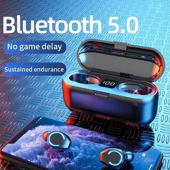 F9 TWS Bluetooth 5.0 Austiņas Bezvadu Austiņas 9D Hifi Stereo Earbuds Ūdensizturīgs Mini Austiņas Mūzikas Austiņas, LED Displejs