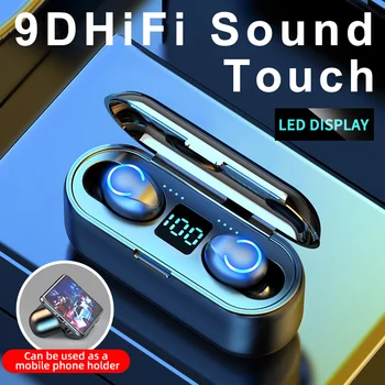 F9 TWS Bluetooth 5.0 Austiņas Bezvadu Austiņas 9D Hifi Stereo Earbuds Ūdensizturīgs Mini Austiņas Mūzikas Austiņas, LED Displejs