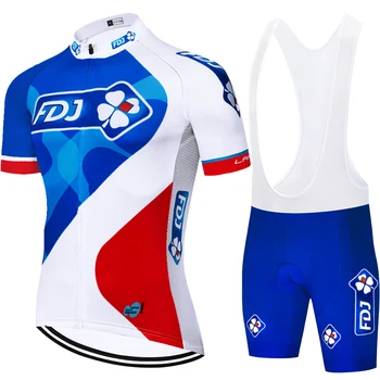 FDJ Riteņbraukšana Svīteri uzvalks gel pad īsām piedurknēm Riteņbraukšana apģērbu Ātri Sausas Riteņbraukšana Elpojošs sporta ropa ciclismo hombre