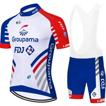 FDJ Riteņbraukšana Svīteri uzvalks gel pad īsām piedurknēm Riteņbraukšana apģērbu Ātri Sausas Riteņbraukšana Elpojošs sporta ropa ciclismo hombre