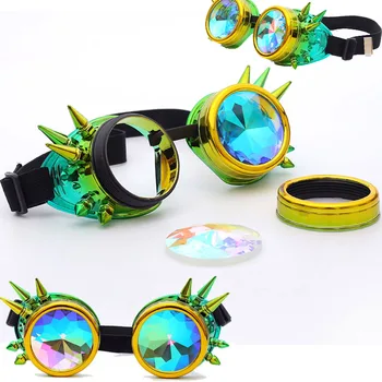 FLORATA Krāsains Kaleidoskops Brilles Rave Festivāls Puse EDM Saulesbrilles Diffracted Objektīvs Steampunk Brilles