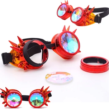 FLORATA Krāsains Kaleidoskops Brilles Rave Festivāls Puse EDM Saulesbrilles Diffracted Objektīvs Steampunk Brilles
