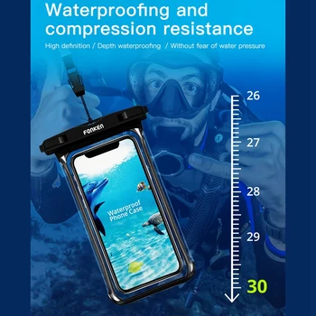FONKEN Pilnu Skatu, Ūdensizturīgs Gadījumā Telefona Zemūdens Sniega Rainforest Pārredzamu Sauss Soma Peldēšana Kabata, Liels Mobilo Telefonu Vāciņus