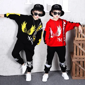 Factory Direct Bērnu Hip Hop Apģērba Komplekts 2 Gab Pavasarī, Rudenī Jaunu Zēnu Sporta Tērps Bērniem Sportwear Ielu Dejas Drēbes P43