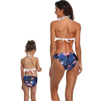 Fancy Māte Un Meita Pušķis Peldkostīmi Ģimenes Saskaņošanas Peldkostīmu Girlstassel Divas Gabals Bikini Kid Baby Sieviešu Meitene Peldkostīms