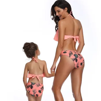 Fancy Māte Un Meita Pušķis Peldkostīmi Ģimenes Saskaņošanas Peldkostīmu Girlstassel Divas Gabals Bikini Kid Baby Sieviešu Meitene Peldkostīms