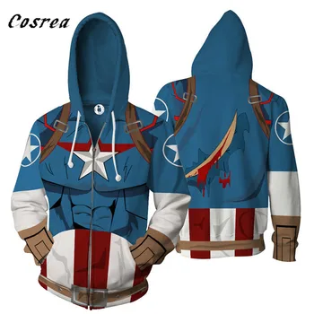 Filma Captain America Cosplay Hoodies sporta Krekli Endgame Supervaronis Jaka Hoodies Rāvējslēdzēju, Pieaugušo, Vīriešu, Sieviešu