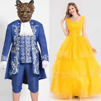 Filma Skaistums un Zvērs Cosplay Kostīmi Pieaugušo Princis Adam Tērpu/masku vīriešiem Belle Princese kleita Halloween Karnevāla Puse