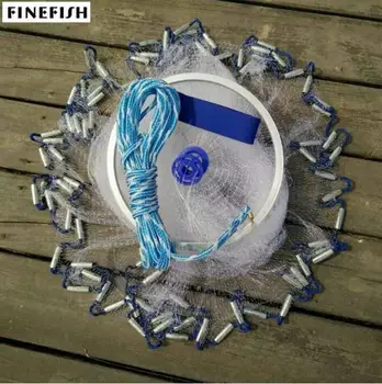 Finefish Alumīnija gredzenu ASV izmeta tīklus, 2.4 m-4.8 m viegli mest lidot zvejas tīklu rīks mazo acs āra roku mest nozvejas zivju tīkls