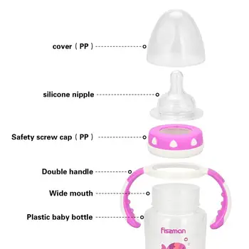 Fissman 240 ml BPA Free Cute Baby Bērni, Bērni Mācās, Barošanas Dzeramā Ūdens pudeli Salmu Rīkoties mazuļu Barošanas Pudeles