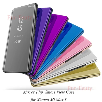 Flip Case For Xiaomi Mi Max 3 Max3 Skaidru Skatu Spogulis Luksusa PU Ādas Vāks Xiaomi Max3 Mimax M1804E4A M1804E4C Telefonu Gadījumos