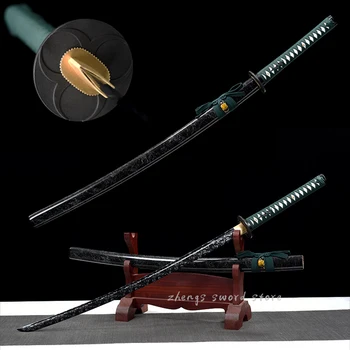 Funkcionālās Japāņu Zobenu Handforged 1045 oglekļa tērauda Pilna Tang Samurai Katana Apšuvuma Krāsu Asmens Modes Zobeni