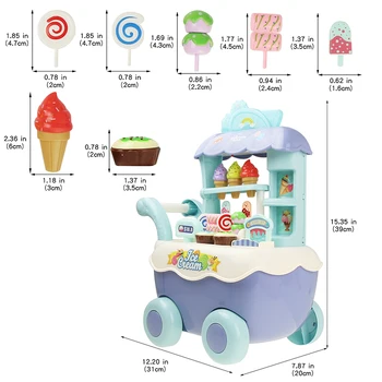 Funny Mini Lielveikalu saldējums Iepirkumu Grozs Ratiņiem ar Gaismas Mūziku Izlikties, Spēlēt Virtuves Rotaļlietas Meitenēm Bērniem