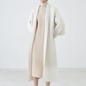GALCAUR Adīti Džemperi Sievietēm Plats garām Piedurknēm Vaļēju Jaku Silts, Biezs Džemperis Sieviešu 2020 Rudens Modes Apģērbu Jaunas