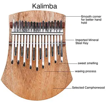 GECKO Kalimba 17 Atslēgu, ar Īkšķi Klavieres Mbira Kalimba Instrumenta Melodija ar Āmuru Kampars Koka Tastatūras Mūzikas Instrumentu K17NOTE