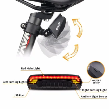 GIYO Velosipēdu Pagrieziena Signālu Gaismas Velosipēds Aizmugures Gaismas Lāzera USB Lādējamu Mount LED Bike Light Velo Lanterna Velo Lukturi