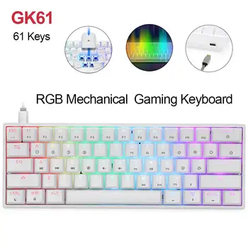 GK61 61 Taustiņi RGB Mechanical Gaming Keyboard Tipa C Karstā Pārnese Gateron Optiskais Slēdzis Programmējams 60% Izkārtojumu Spēļu Klaviatūras