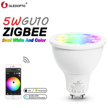 GLEDOPTO Zigbee 3.0 RGB+PKT 5W GU10 Smart Led Prožektoru gaismā Smart Home AC100-240V Reostats Dual Gaismas Darbu ar Amazon Echo Plus