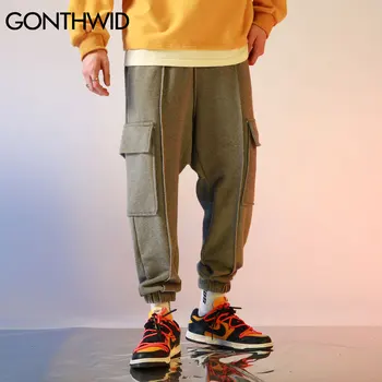 GONTHWID Multi-Kabatas Joggers Harēma Kravas Treniņbikses Hip Hop Harajuku Gadījuma Baggy Sviedri Bikses Vīriešu 2020. Gadam, Modes Bikses Vīriešu