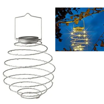 GTBL Saules Powered LED Spirāli Karājas Apgaismojums Āra Apgaismojums LED Vadu Laternu Spiralight (Spirālveida Gaismas x4) Silts Balts
