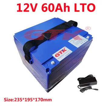GTK 12V 60Ah Litija titanāta akumulatoru 2.4 v LTO ar BMS par 1200W zvejas laiva, ledusskapis rezerves barošanas +10.A lādētāju