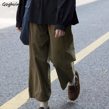 Gadījuma Bikses Sievietēm Cietā Regulējams Vīles Vaļēju Potītes garuma Sieviešu korejiešu Stilā, Atpūtas Šiks Unisex Pāriem, Streetwear Harajuku