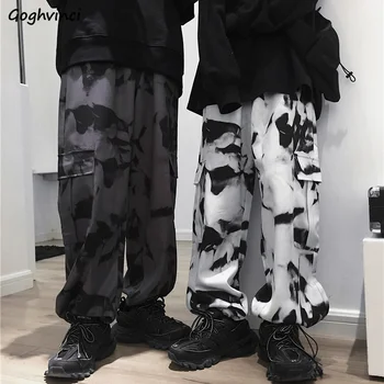 Gadījuma Bikses Sievietēm Vaļēju Kravu Drukātā Kaklasaites Krāsu Harajuku Kabatas Streetwear Unisex Pāris BF Sieviešu Bikses Atpūtas Ins Modes