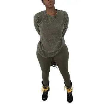 Gadījuma tracksuit sieviešu Krekls Kultūraugu Top + Garās Bikses O-veida kakla tīrtoņa Krāsu skriešanas femme drēbes sievietēm